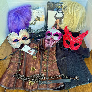 Costume, Masquerade, Steampunk Lace Corset, Sexy Halloween Wig, Women’s Bundle